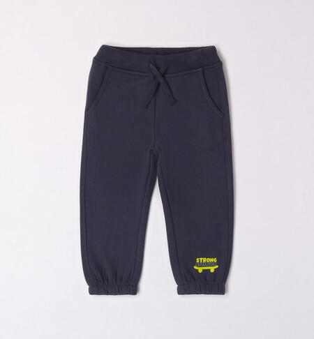 Boys' skate print tracksuit bottoms BLUE