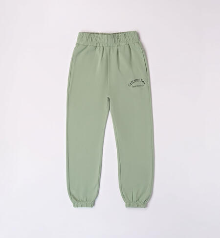 iDO tracksuit bottoms for girls from 8 to 16 years VERDE SALVIA-4714