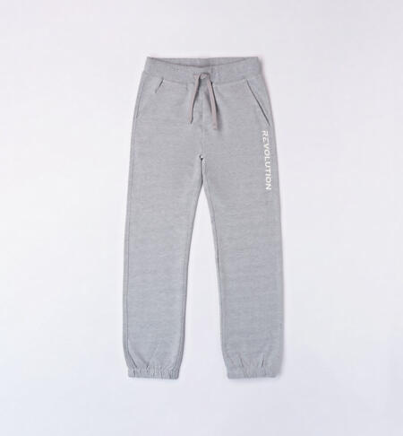 Boys' drawstring tracksuit bottoms GREY