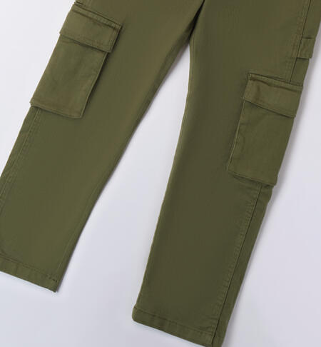 Boys' green trousers VERDE MILITARE-5457