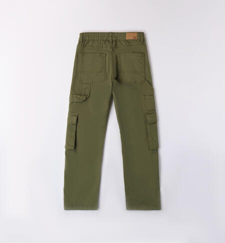 Boys' green trousers VERDE MILITARE-5457