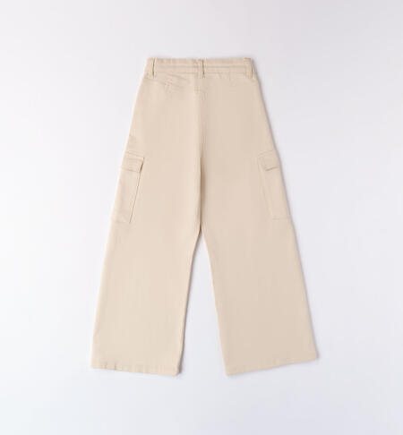 High-waisted trousers for girls BEIGE-1033