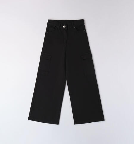 High-waisted trousers for girls BLACK