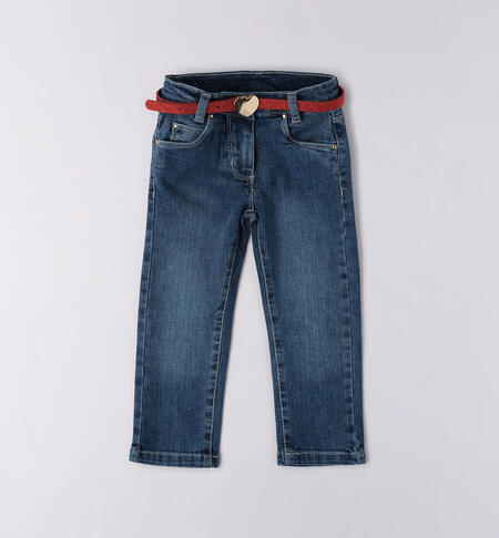 Pantaloni bambina con cintura BLU