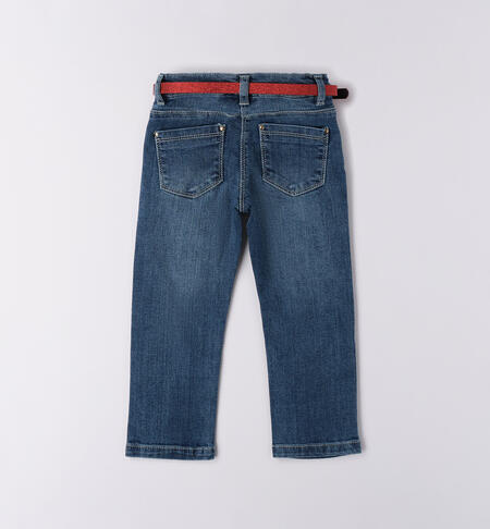 Pantaloni bambina con cintura STONE WASHED CHIARO-7400