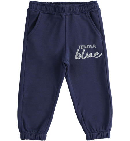 Pantaloni bambina in cotone stretch BLU