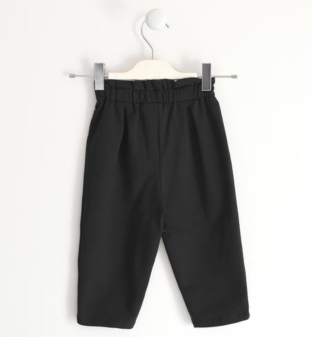 Cotton fleece trousers with sash for girls from 6 months to 8 years by iDO NERO-0658