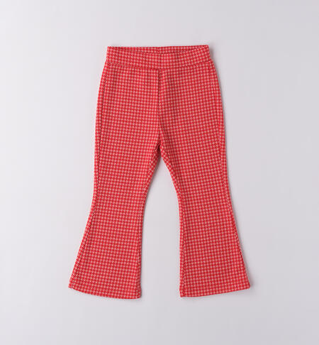 Pantaloni bambina pied de poule ROSSO-2236