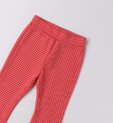 Pantaloni bambina pied de poule ROSSO-2236