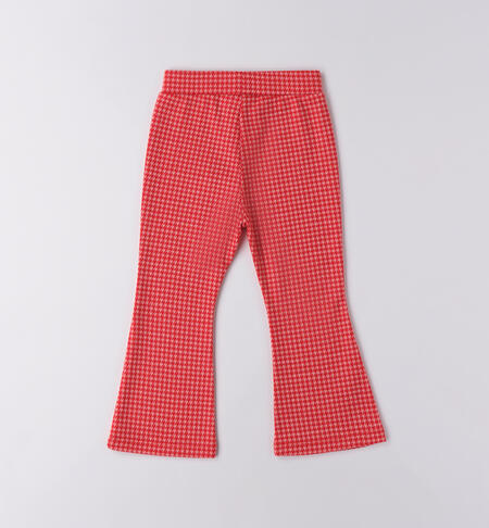 Pantaloni bambina pied de poule ROSSO-2236