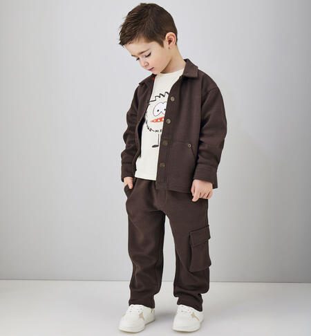 Pantaloni bambino in cotone MARRONE-0854