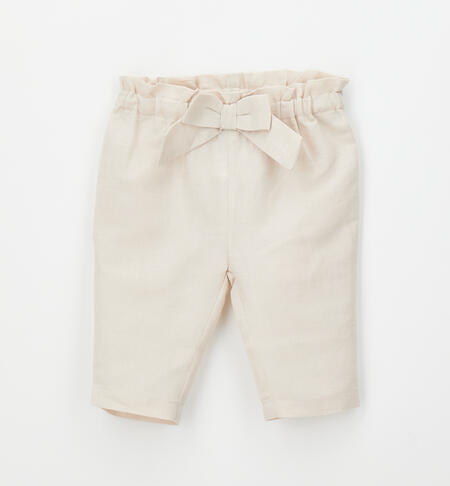 Girls' pants with bow CREAM