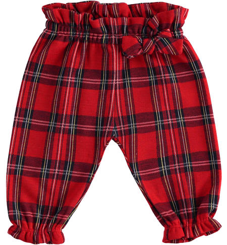 Check patterned girl trousers from 1 to 24 months iDO ROSSO-2253