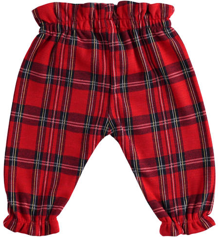 Check patterned girl trousers from 1 to 24 months iDO ROSSO-2253