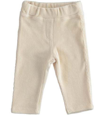 Chenille baby girl trousers from 1 to 24 months iDO BEIGE-1033