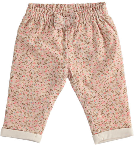 Velvet baby girl trousers from 1 to 24 months iDO BEIGE-ROSA-6UB4