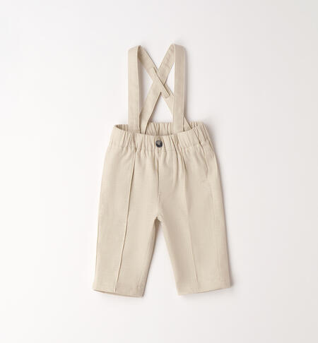 Pantaloni bretelle neonato BEIGE-0172