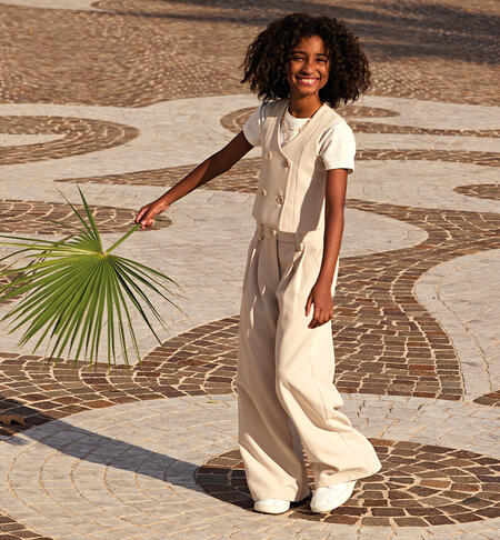 Pantaloni cerimonia da ragazza BEIGE-0434