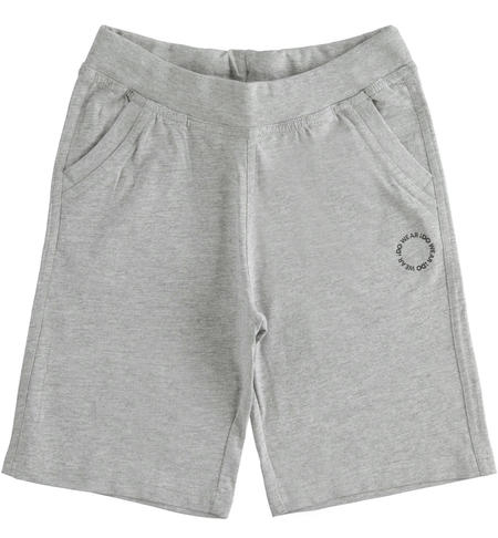Cotton jersey boy's shorts from 8 to 16 years iDO GRIGIO MELANGE-8992
