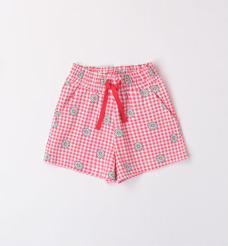 Girls' floral shorts BIANCO-CORALLO-6APL