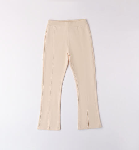 Pantaloni in felpa con spacco per ragazza BEIGE-1033
