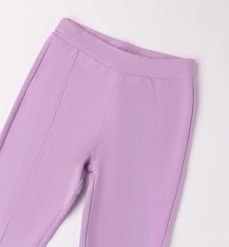Girl's jersey fleece trousers with slit LILAC-3325