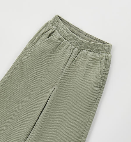 Wide leg trousers for girls POWDER GREEN -5552