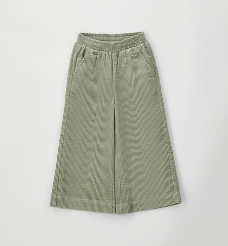 Wide leg trousers for girls POWDER GREEN -5552