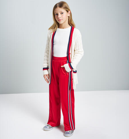Pantaloni per ragazza larghi ROSSO