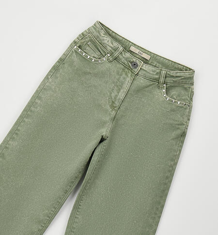Pantaloni per ragazza VERDE MILITARE-5554