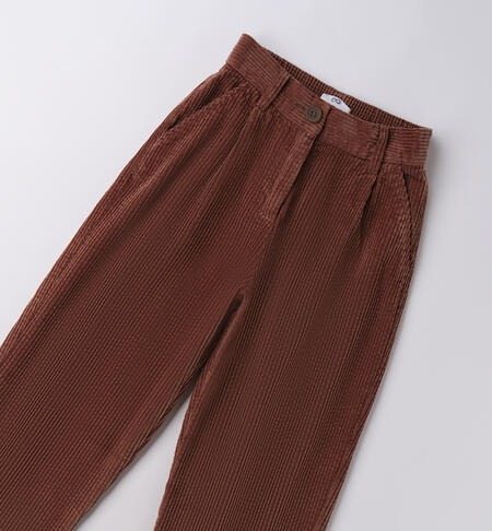 Pantaloni ragazza 100% cotone MARRONE-0853