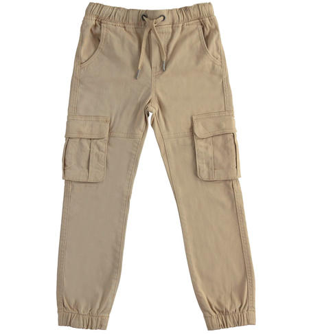 Stretch twill boy¿s trousers  from 8 to 16 years by iDO BEIGE-0414
