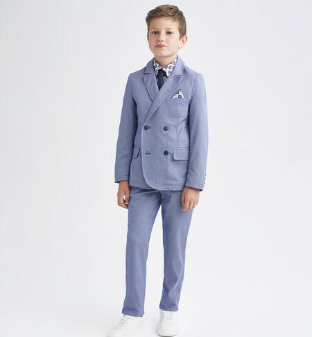 Boys' elegant slim fit trousers BLUE