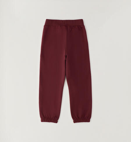 Girls' tracksuit bottoms BORDEAUX-2953