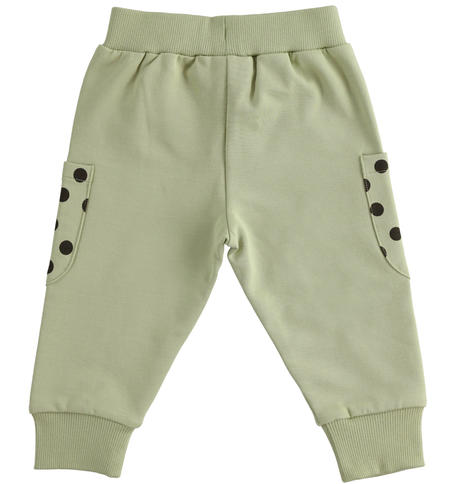 Pantaloni tuta bambina con pois - da 9 mesi a 8 anni iDO TEA GREEN-5521