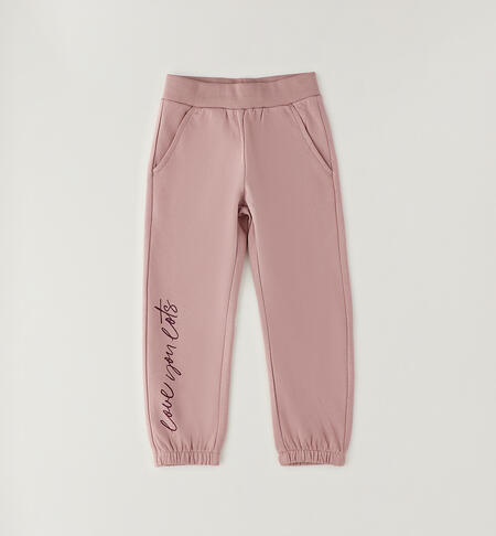 Girls' tracksuit bottoms MAUVE-2922