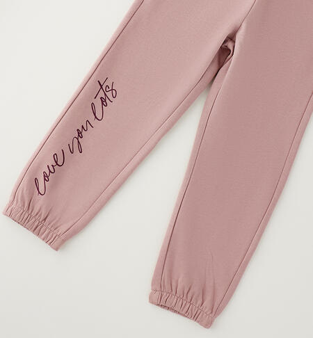 Girls' tracksuit bottoms MAUVE-2922