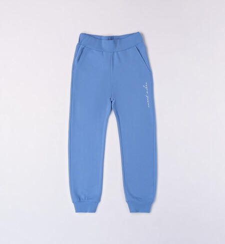 Girls' tracksuit bottoms LIGHT BLUE