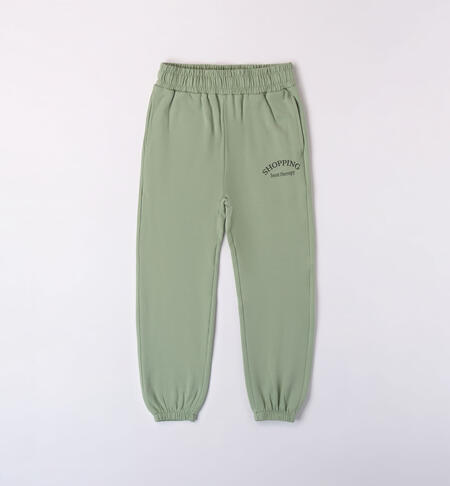 iDO tracksuit bottoms for girls from 8 to 16 years VERDE SALVIA-4714