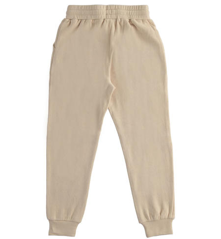 Girl¿s cotton tracksuit trousers  from 8 to 16 years by iDO NATURAL BEIGE-0343