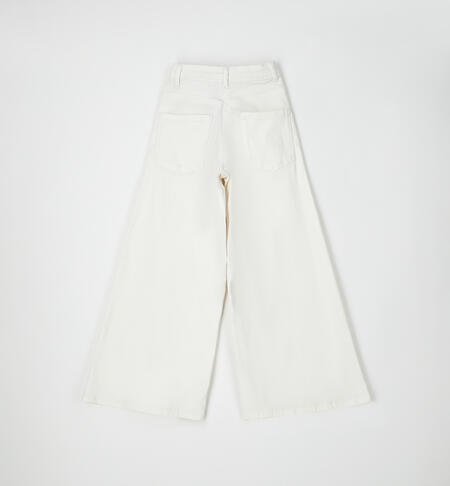 Pantaloni zampa bambina BIANCO-0113