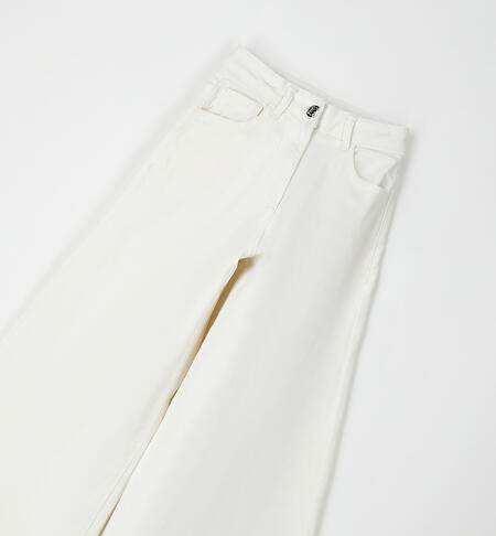 Pantaloni zampa bambina BIANCO-0113