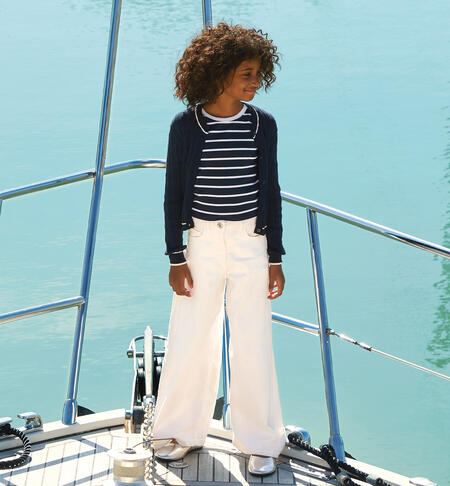 Pantaloni zampa bambina BIANCO