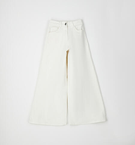 Pantaloni zampa bambina BIANCO-0113