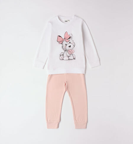 Girls' puppy print pyjamas CREAM