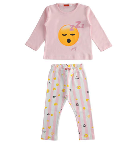 Emoji two-piece girls pyjamas from 9 months to 8 years iDO ROSA-2715