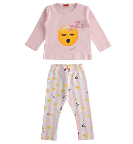 Pigiama bambina due pezzi Emoji - da 9 mesi a 8 anni iDO ROSA-2715