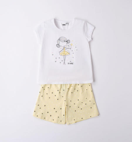 iDO summer pyjamas for girls from 12 months to 12 years GIALLO-BIANCO-6VG7