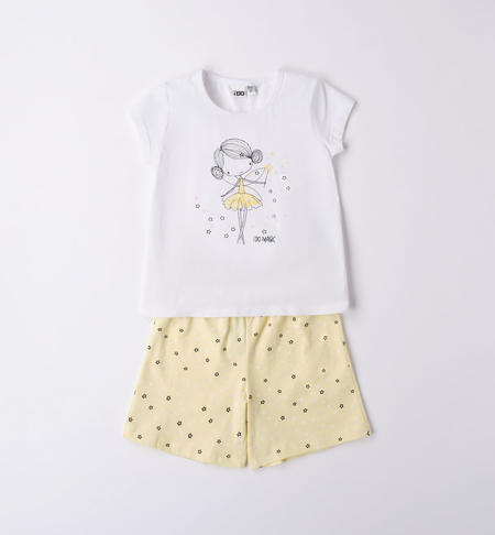 Pigiama estivo bambina da 12 mesi a 12 anni iDO GIALLO-BIANCO-6VG7