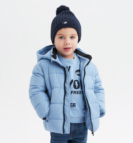 iDO light blue winter down jacket for boys from 9 months to 8 years AZZURRO-3873